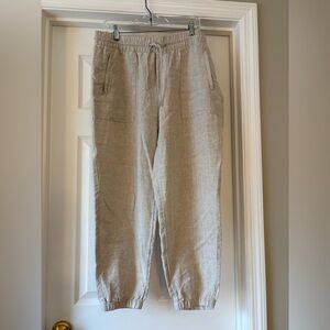 Athleta Tan Linen Joggers L/P Large Petite